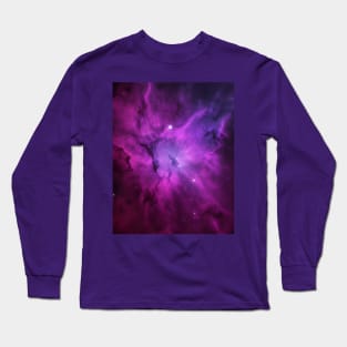 Bright Purple Nebula Space & Stars Long Sleeve T-Shirt